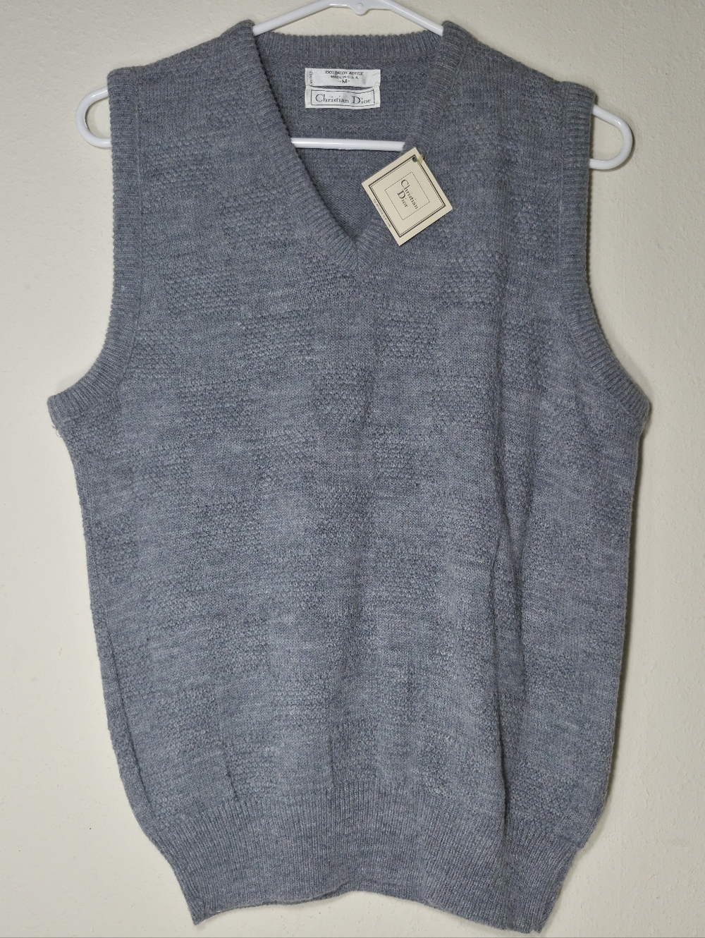 Christian Dior Sweater Vest Grey Wool VTG